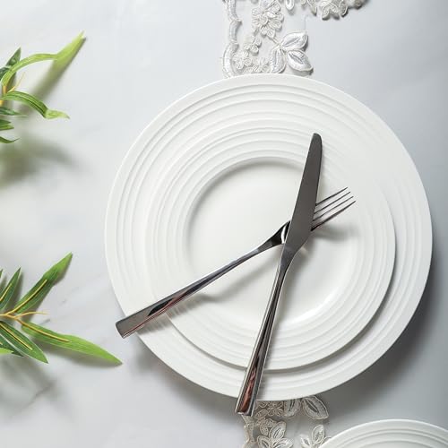 Bone China Round Swirl Design 32 Piece Dinnerware Set (Swirl - White / 32 Piece Service for 8)