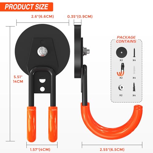 Strong Magnetic Hooks Heavy Duty (2.6" Magnet-2 Pack-Orange)