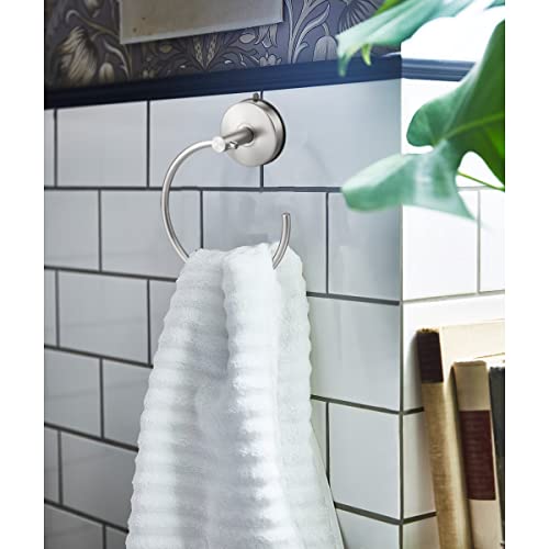 Suction Cup Hand Towel Ring Brushed Nickel Hand Towel Holder for Bathroom Wall SUS 304 Stainless Steel Kitchen Towel Hanger (Brushed Nickel - Style 2 / Style #04)