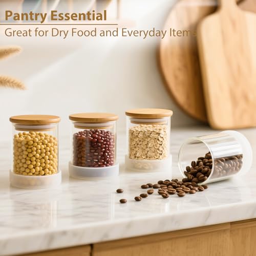 17oz Round Glass Storage Containers with Bamboo Lids (Round/17oz/12pcs / 17oz/12pcs)