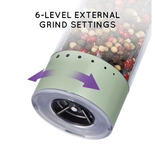 Rechargeable Electric Salt and Pepper Grinder Set with Charging Base (Set of 2 with Charging Base / Green)
