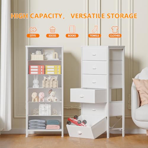 White Dresser for Bedroom (White / 11.5"D x 16"W x 39.6"H (6 Drawers))