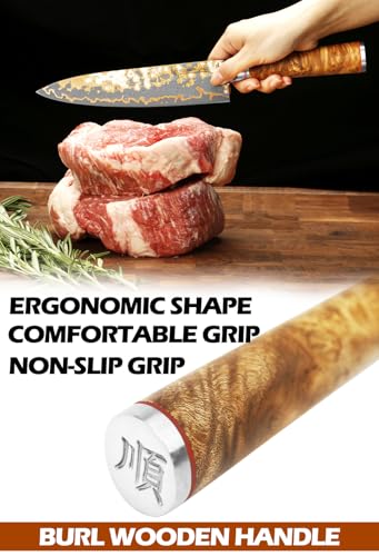 Chef Knife 8'' Blade Japanese Handmade Copper Damascus Steel (Gyuto)