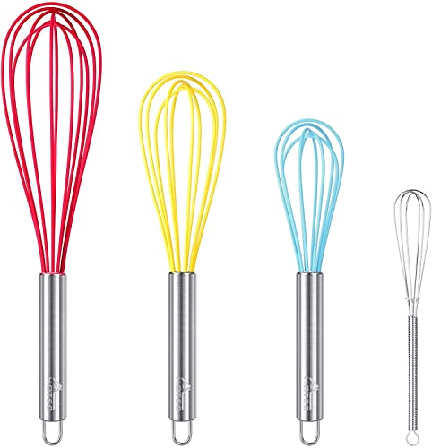 4 Pieces Silicone Whisks Set (Multicolor)