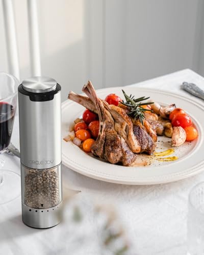 Electric Pepper Grinder Stainless Steel Rechargeable Pepper Mill with External Adjustable Coarseness (Rechargeable)