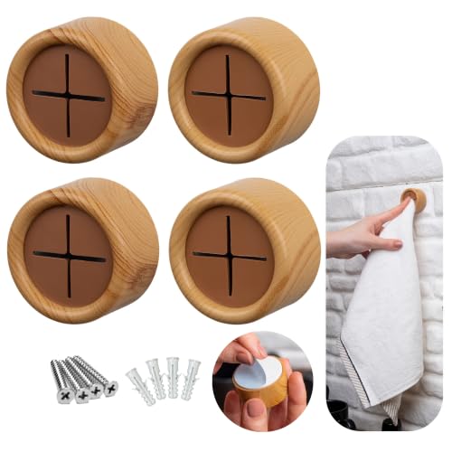 Self Adhesive Dish Towel Holder Hooks (4 Pack / Bamboo)