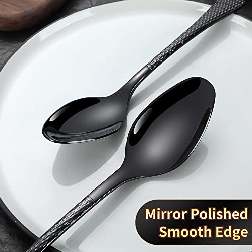 Hammered Black Silverware Set for 8 (Black / 40 Pieces Set)