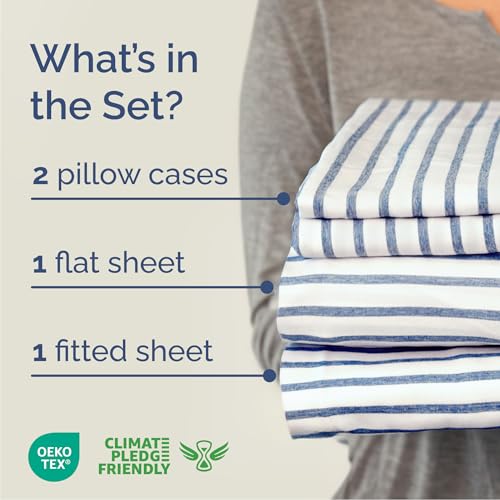 Cal King Size 4 Piece Sheet Set (43 - Blue Stripes 2 / California King)