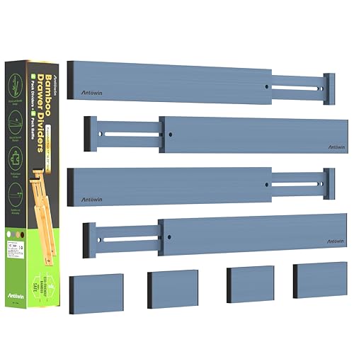 Expandable Bamboo Drawer Dividers (Blue)