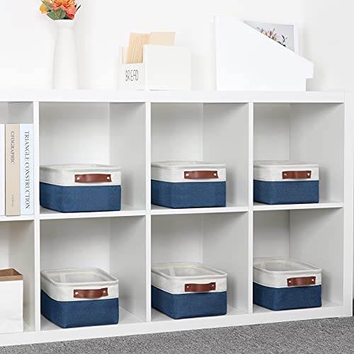 Set of 6 Small Baskets for Organizing (White&Blue / XS-12"x8"x5")