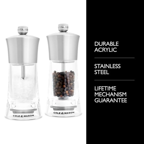 Bromley, 6", Acrylic Salt & Pepper Mill Gift Set (White and Stainless Steel)