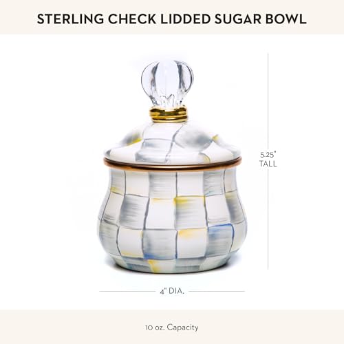 Enamel Lidded Sugar Bowl (Sterling Check)