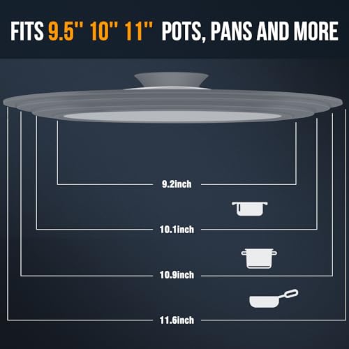 Universal Lid for Pots (9.5 + 10 + 11 inch / Gray)