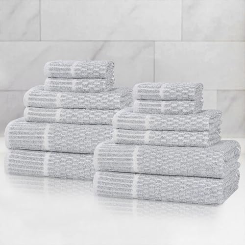 Juno Viscose Cotton Blend Medium Weight Towels (12 Piece Towel Set / Denim Blue)