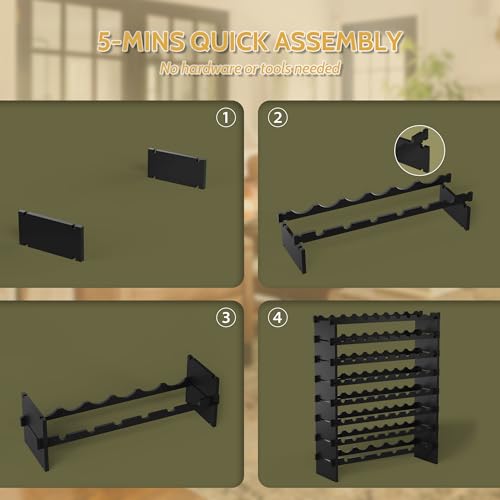 Wine Rack Freestanding Floor (Black 8-tier Without Glass Holder)