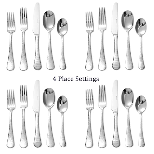 20 Piece Hammered Silverware Set (Silver / Bastia 20 pieces for 4)