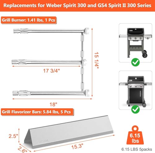 SUS304 Spirit e310 Grill Parts (L3 15.3"×2.6"×2.5")