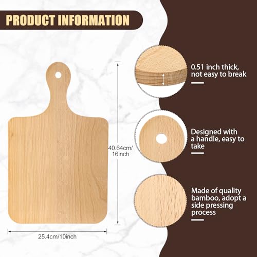 6 Pcs Wood Cutting Boards with Handle (16 x 10 inches)