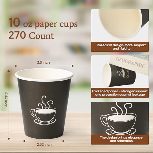10 oz Paper Coffee Cups (270 Count(Pack of 1,10OZ))