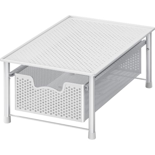 Stackable Cabinet Basket Drawer Organizer (1-Tier / White)