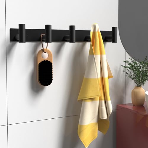 5 T Shaped Wall Hooks (Black / 5 "T" Hooks, 1PACK)