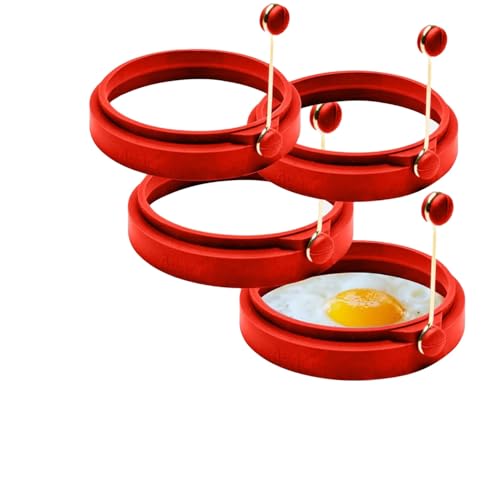 Professional 4 Inch Silicone Egg Ring (Red 4-Pack)