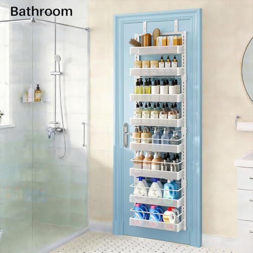 8 Tiers Narrow Over the Door Organizer (White / 12.3" W x 4.7" D x 69" H)