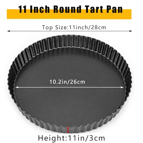 Tart Pan 11 Inch Tart Pan Carbon Steel Round Non (11*1.1Inch)