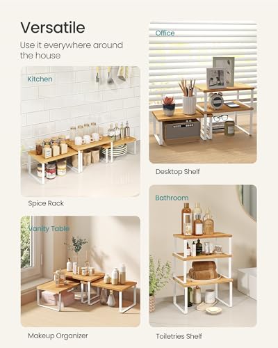 Cabinet Organizer Shelf (Black + Natural / S (4.6"H) + S (5.4"H) + S (6.2"H))