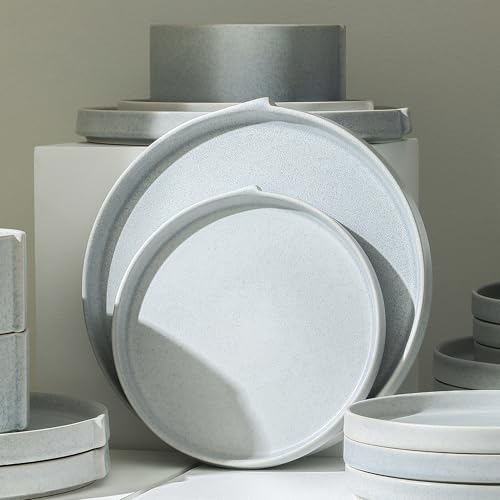 Bao 4 Piece Dinner Plate Set Stoneware (Blue-Grey / 4-Piece - Dinner Plate)