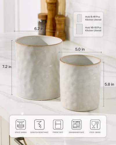 Ceramic Utensil Holder (Cappuccino White)