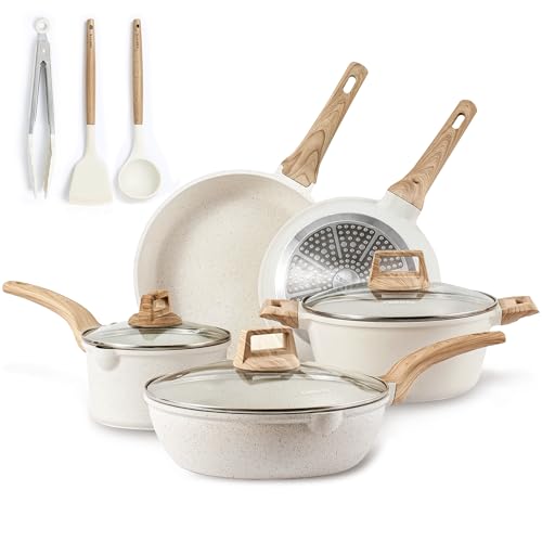 Nonstick Pots and Pans Set (Off-White / 11 Piece)