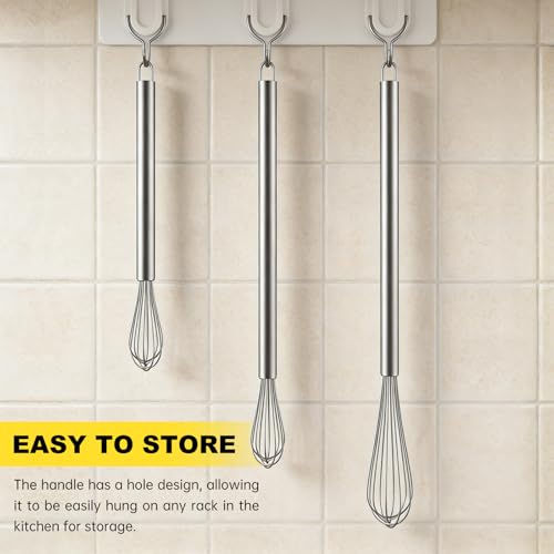 Mini Whisks Stainless Steel Whisk Set 7" 9" 11" (Long Mini / 3 Piece)