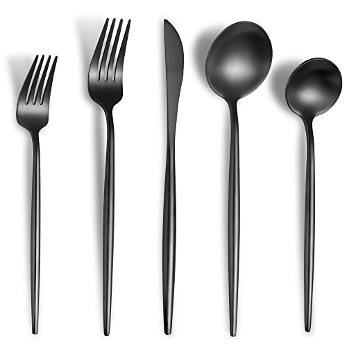 Matte Black Silverware Set for 8 (Black / 40 Pieces Set)