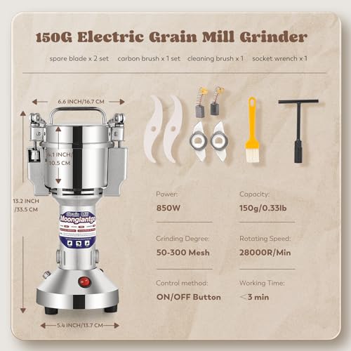 Grain Mill Grinder Electric (Silver / 150g Upright)