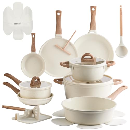 22 Piece Ceramic Cookware Set (Milky White)