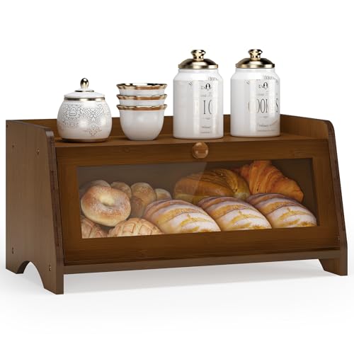 Double Layer Bread Box for Kitchen Countertop (Brown / 1 Tier)