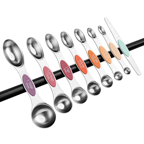 Stainless Steel 8 Magnetic Measuring Spoons Set (Desert Sunset / 1-Pack)
