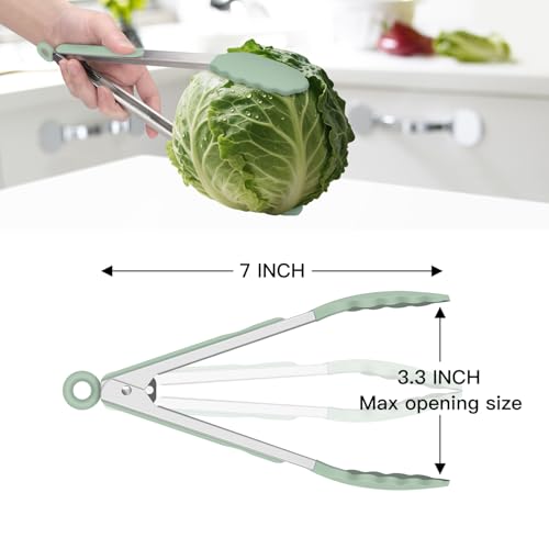 Small Silicone Kitchen Tongs 7 (Light Green)