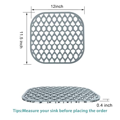 Silicone Kitchen Sink Protectors Mats (Gray (2 Packs))