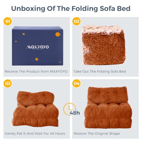 Folding Sofa Bed (New Orange / Single)