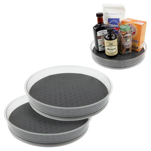Medium Lazy Susan Organizers 9.5 in Pack of 2 for Cabinet Pantry Table Rotating Kitchen Storage Spice Rack Fridge Organization (Medium)