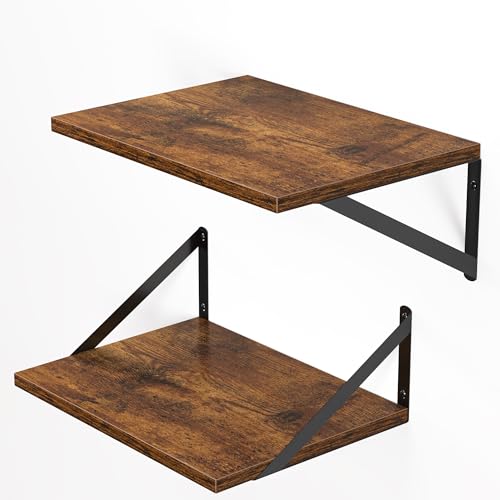 16W x 12D Deep Floating Shelves Set of 2 Rustic Brown (Rustic Brown With Black Metal Bracket / 16wx12dx5.8h)