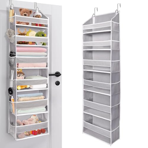 Over The Door Organizer with 6 Large Pockets 12 Side Pockets (Light Gray / 1 Pack)