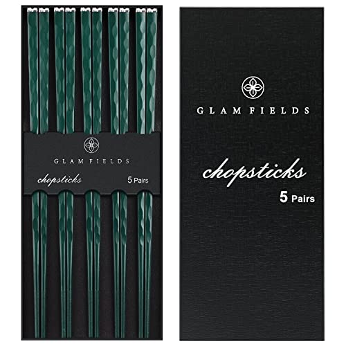 fiberglass Chopsticks Reusable (Green with Silver Head)
