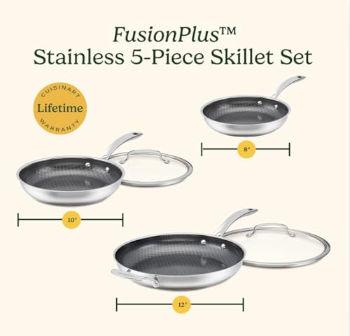Skillet Set PurelySear Hybrid Stainless Steel 5 Pc (5-Piece Set)
