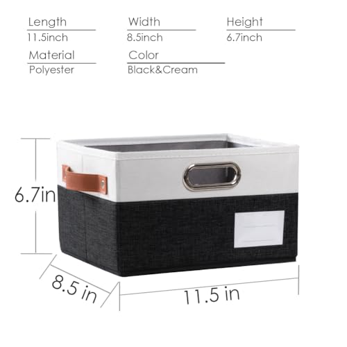 Foldable Storage Bins with Handles [3 (Black & Cream / Medium(3-Pack))