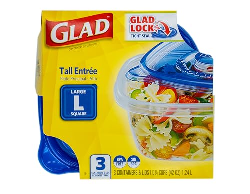 GladWare Tall Entree Containers (Square / 42 oz - 3 Count)