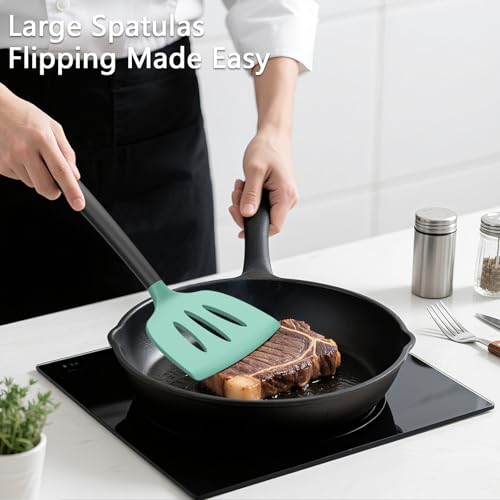 3 Pack Silicone Spatula Set (AquaGreenBlack)