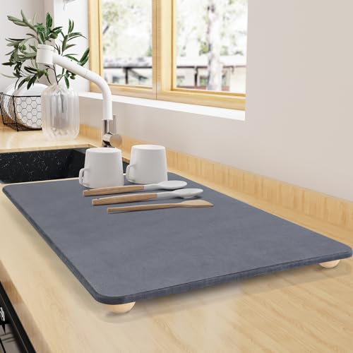 Stone Dish Drying Mat for Kitchen Counter (16" x 12")